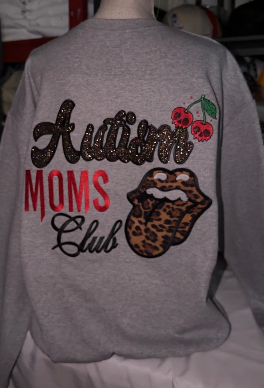 Cheetah tongue Autism moms club crewneck ❤️