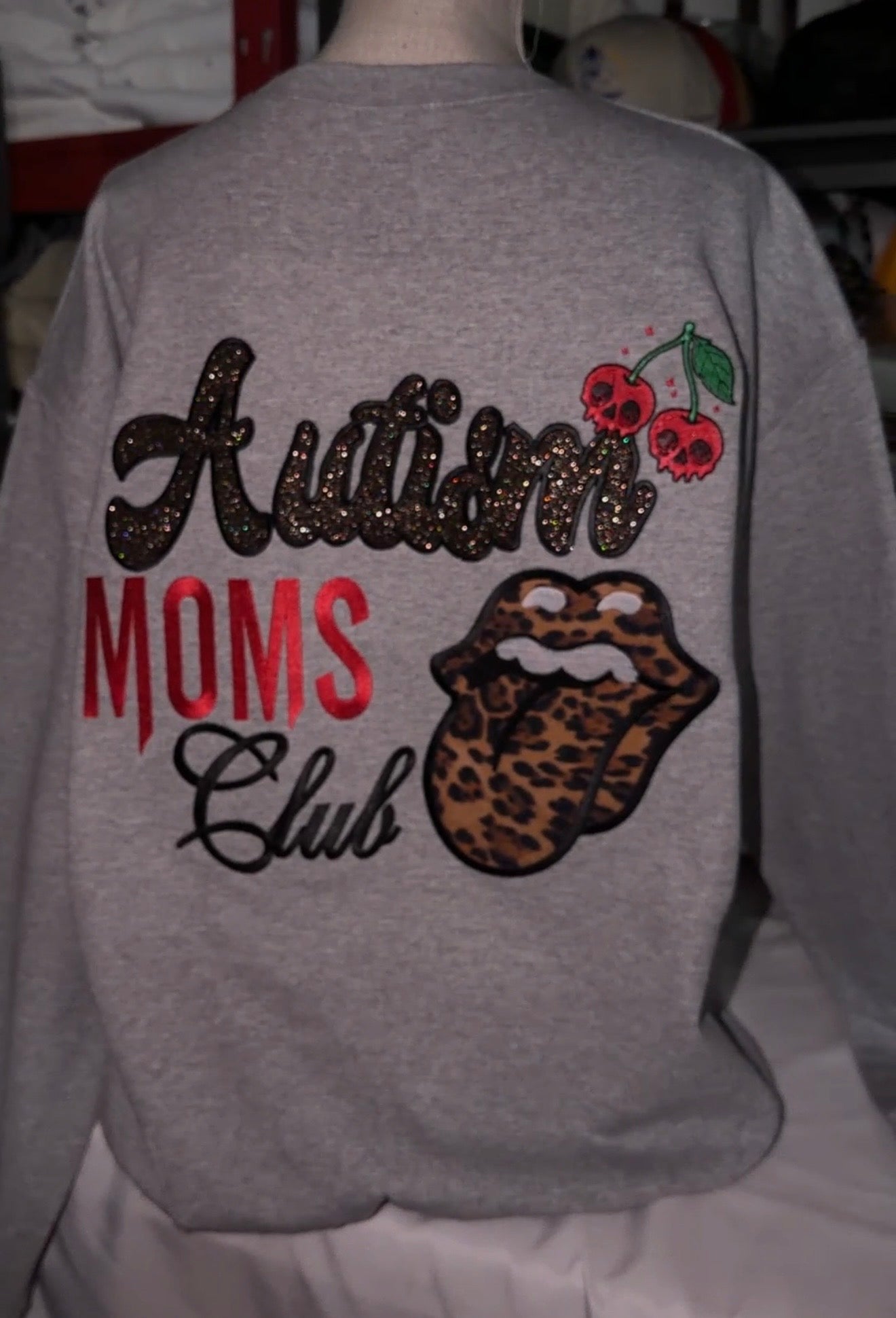 Cheetah tongue Autism moms club crewneck ❤️