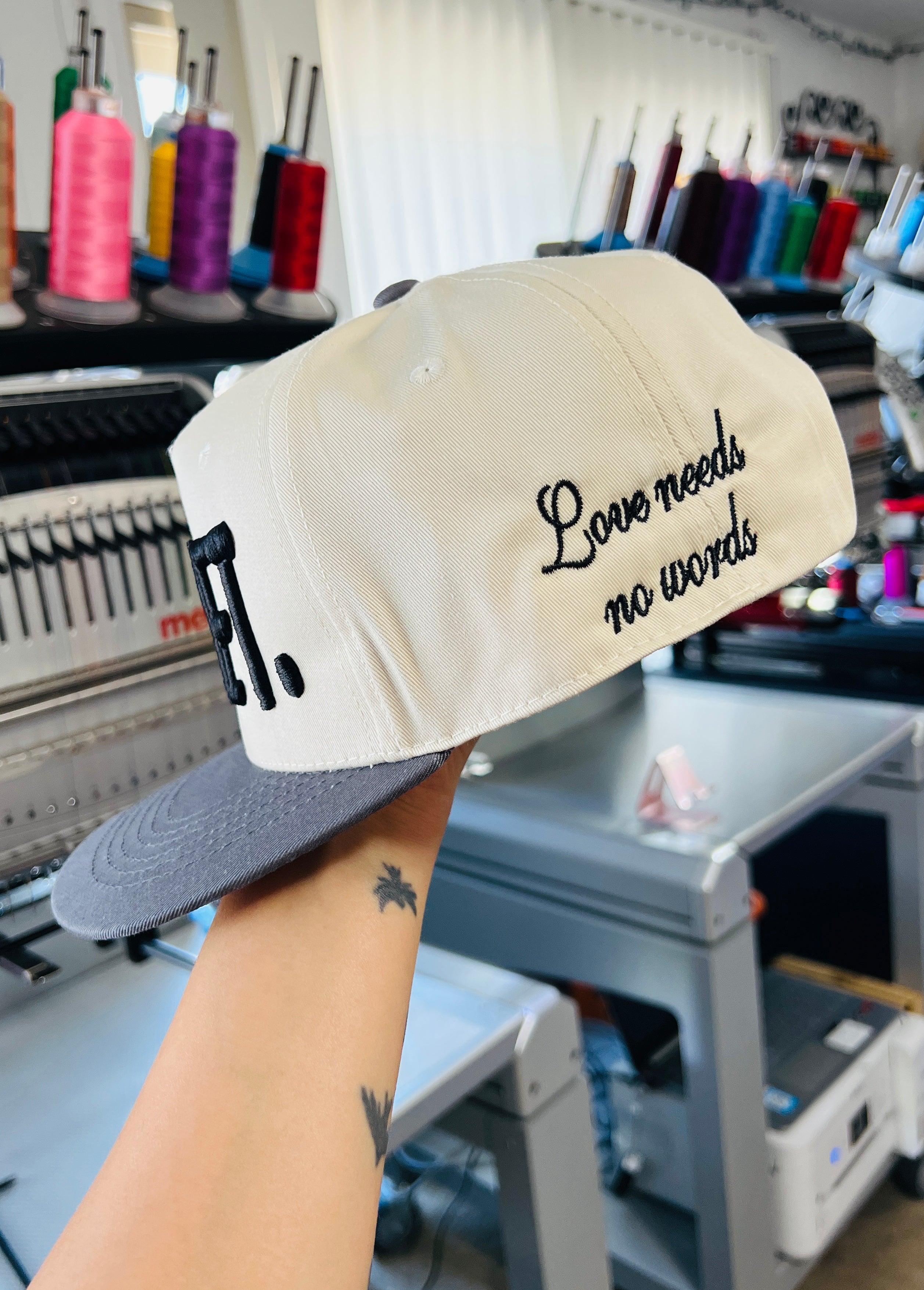 Not Yet puff embroidered hat