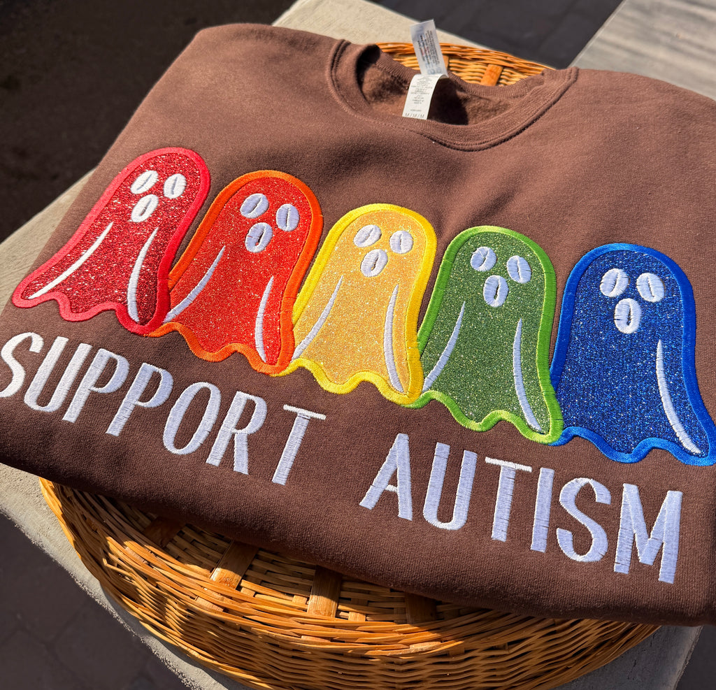 Rainbow Ghost Support Autism crewneck