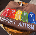 Rainbow Ghost Support Autism crewneck