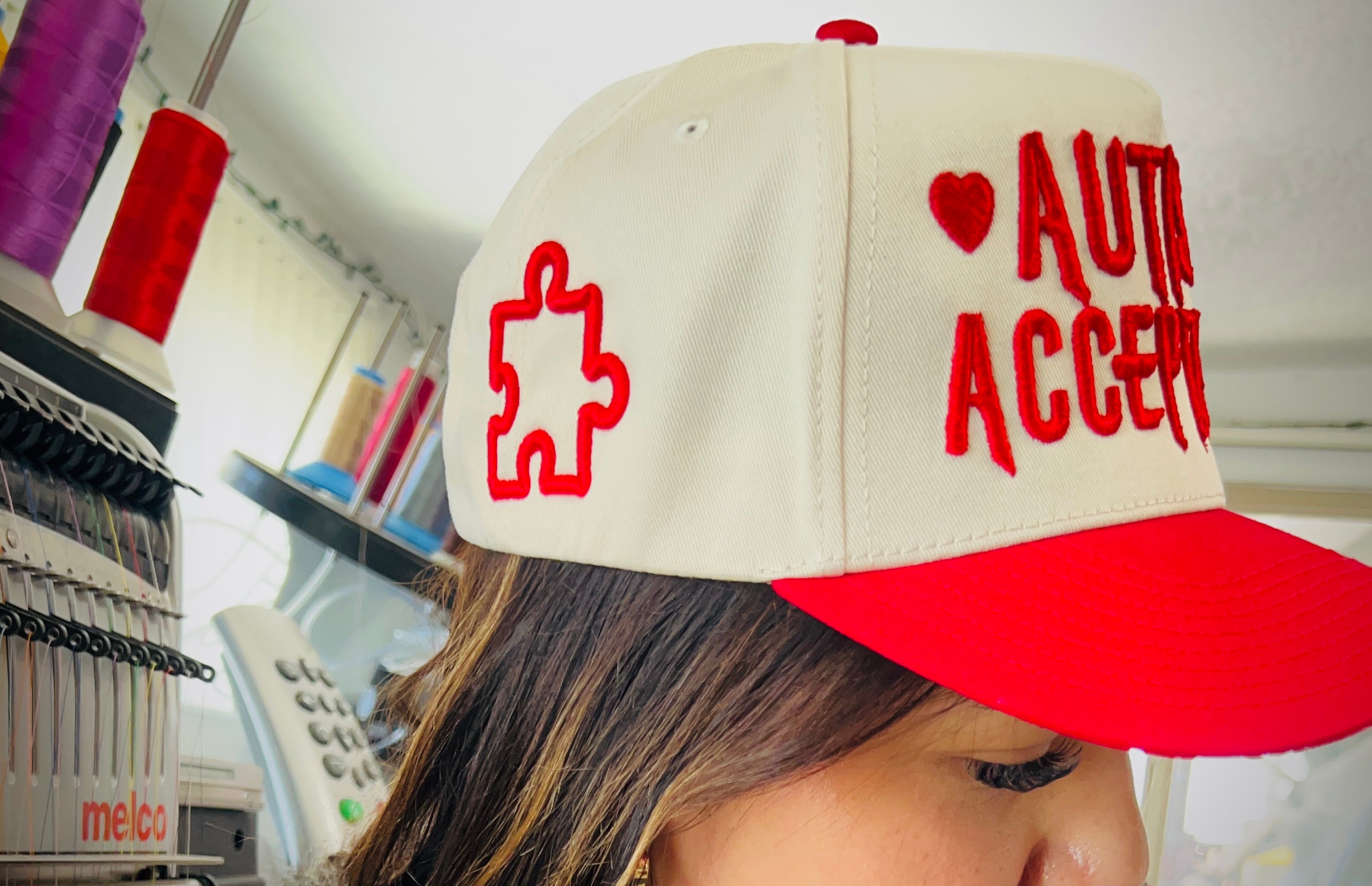 Autism Acceptance puff trucker hat