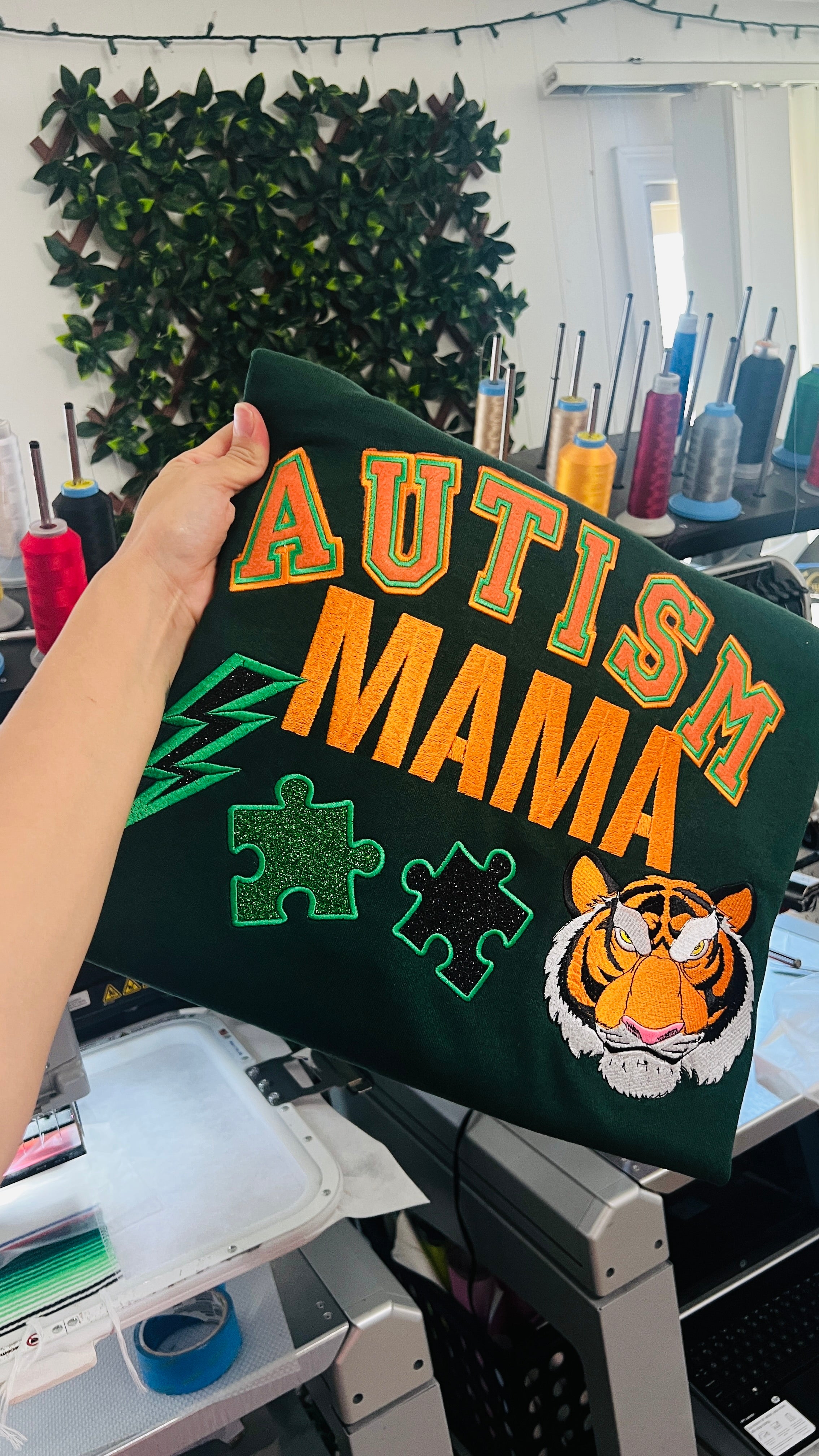 Autism Mama Tiger embroidered crewneck 🐅
