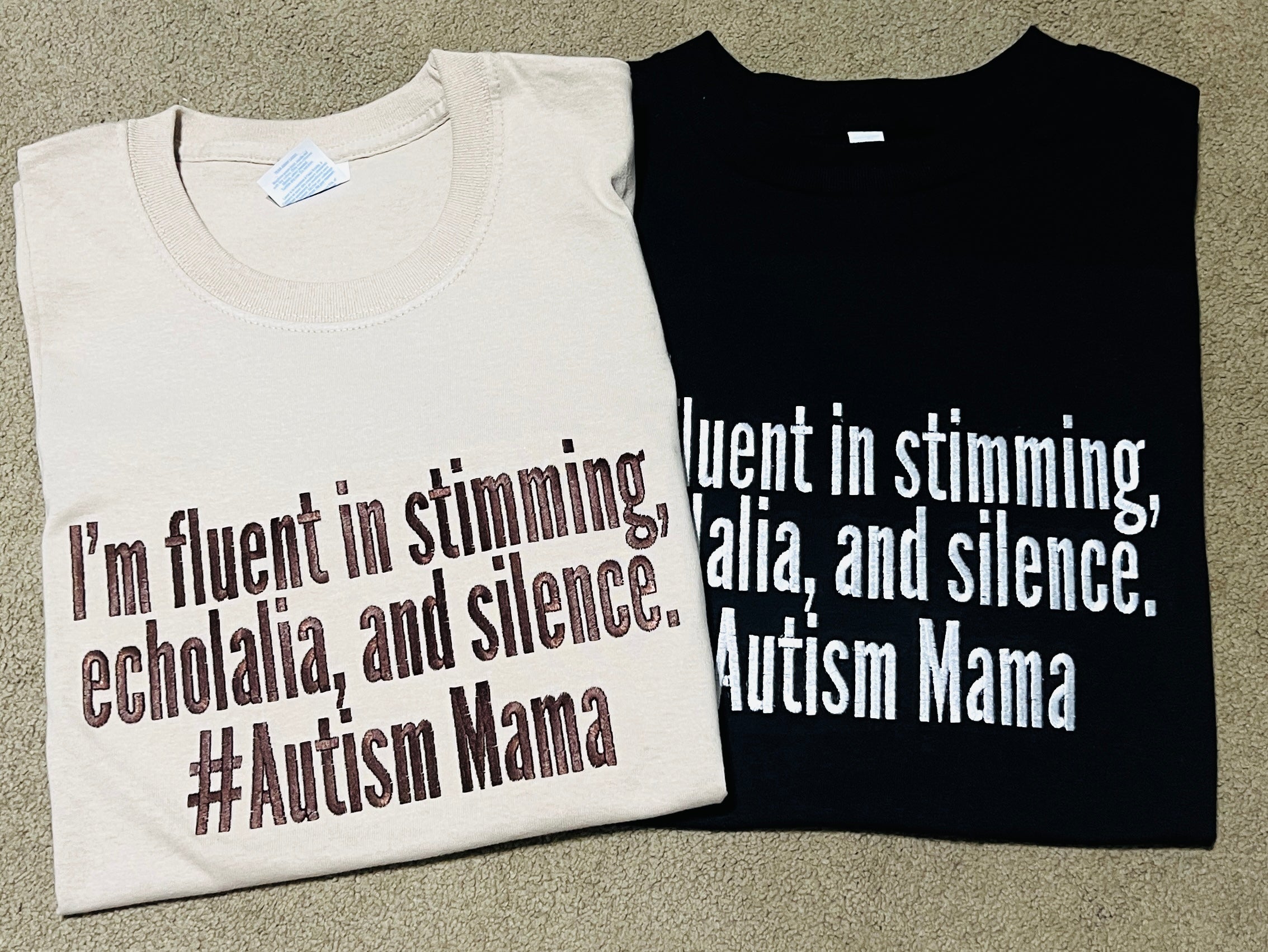 Stimming, Echolalia, & Silence embroidered T-Shirt 🖤