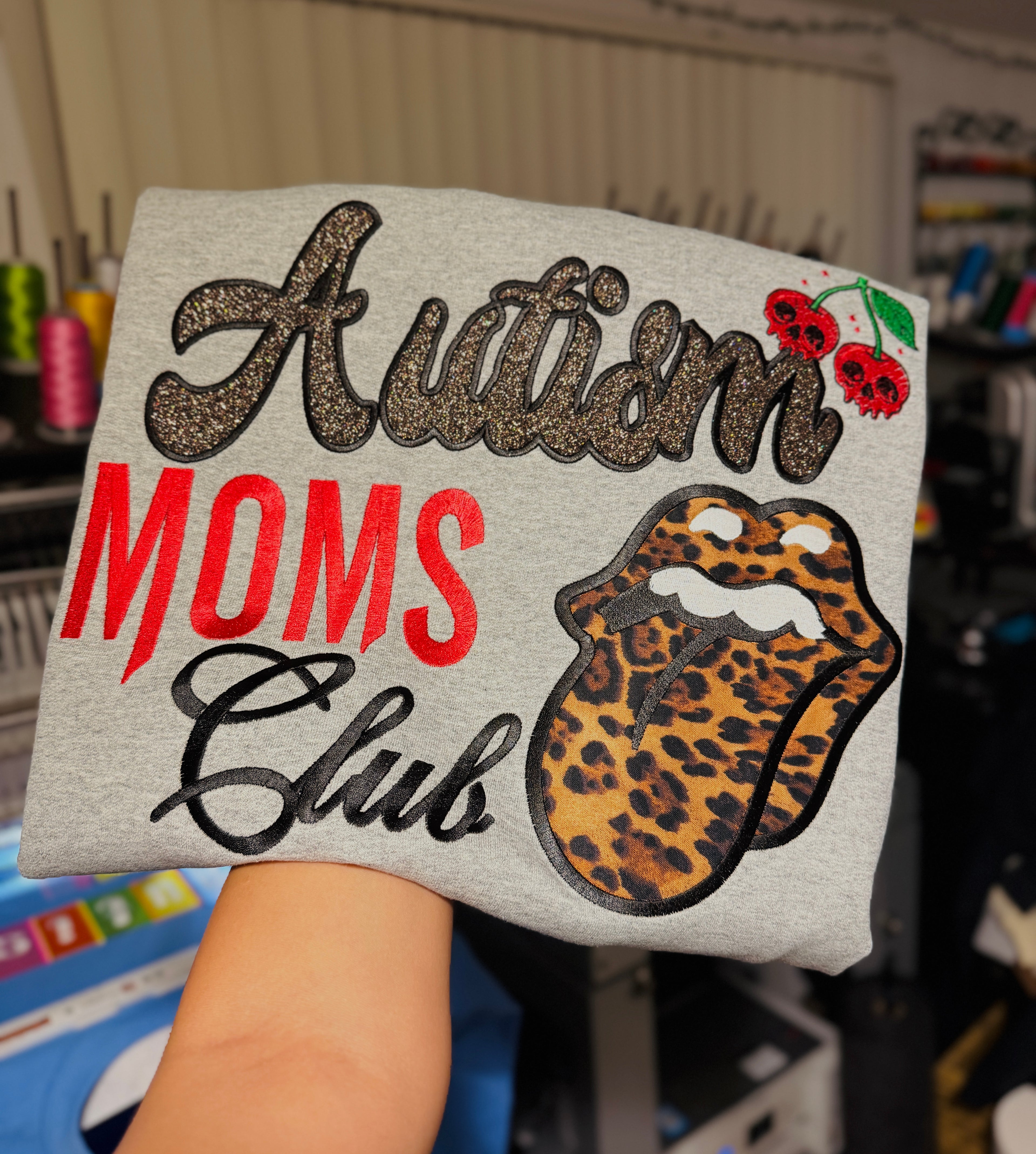 Cheetah tongue Autism moms club crewneck ❤️