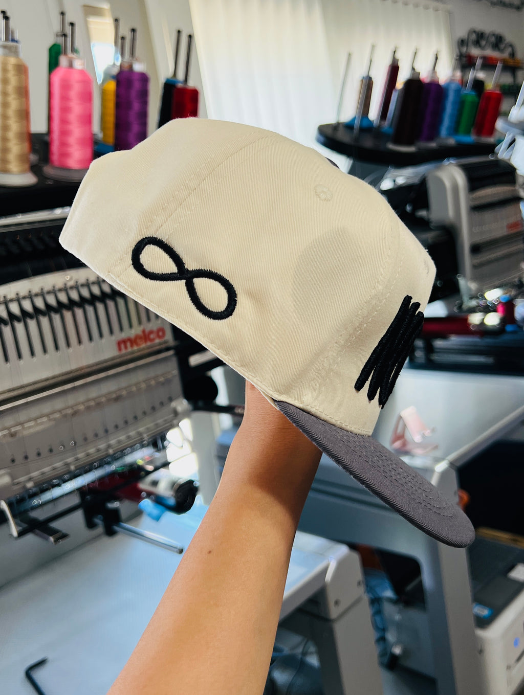 Not Yet puff embroidered hat