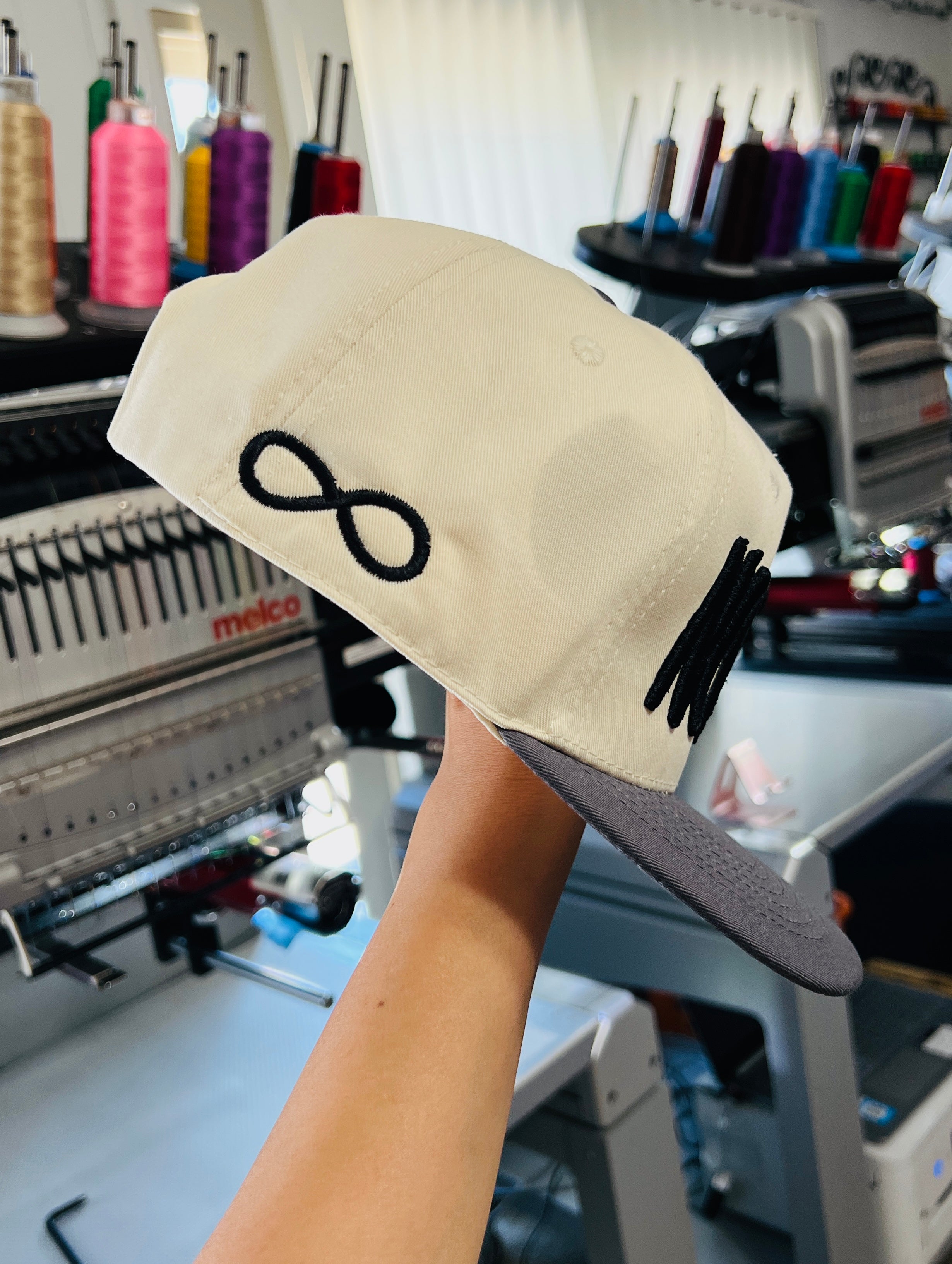 Not Yet puff embroidered hat