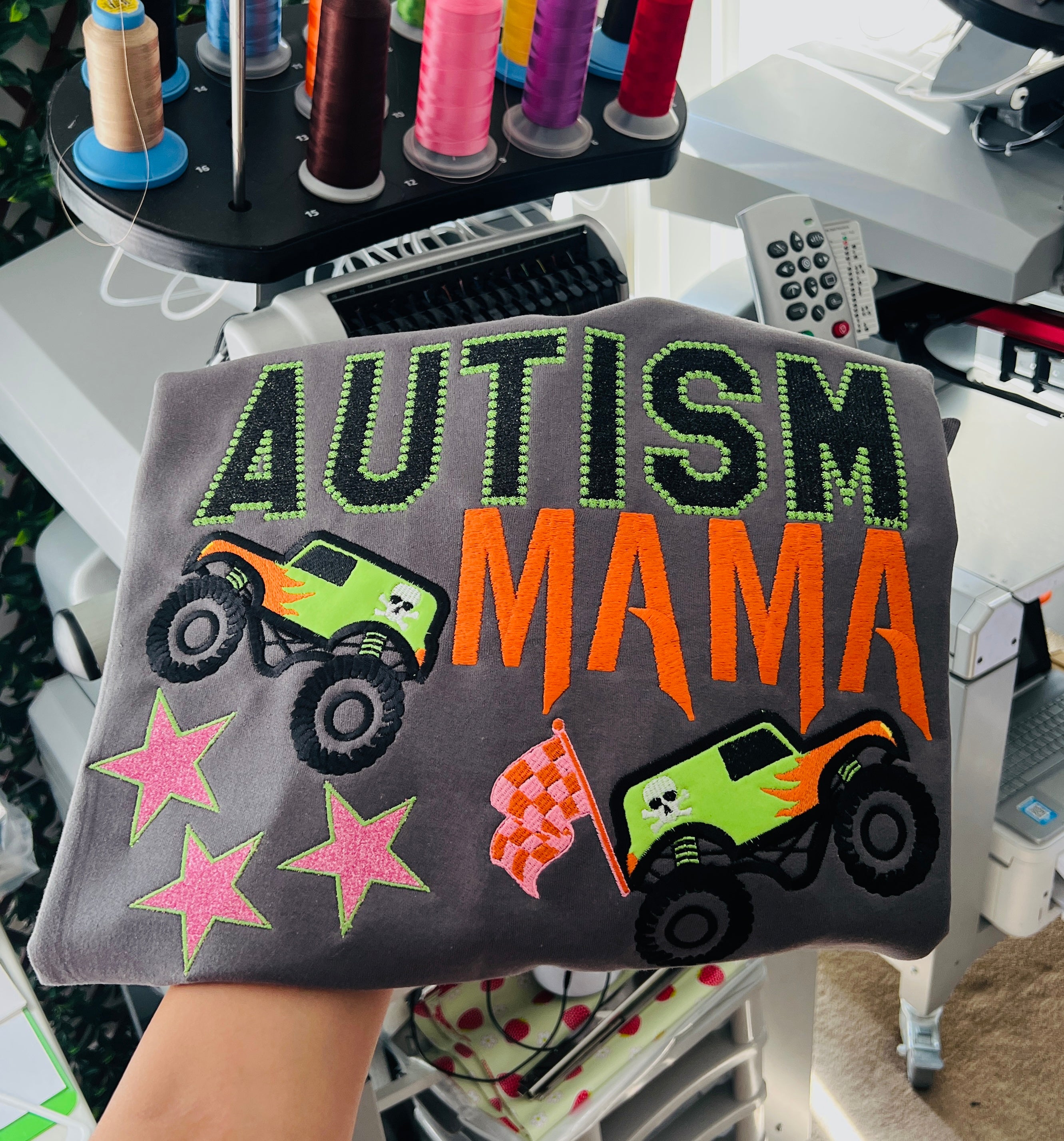 Monster trucks Autism mama crewneck