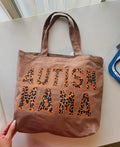 Cheetah Autism mama canvas tote
