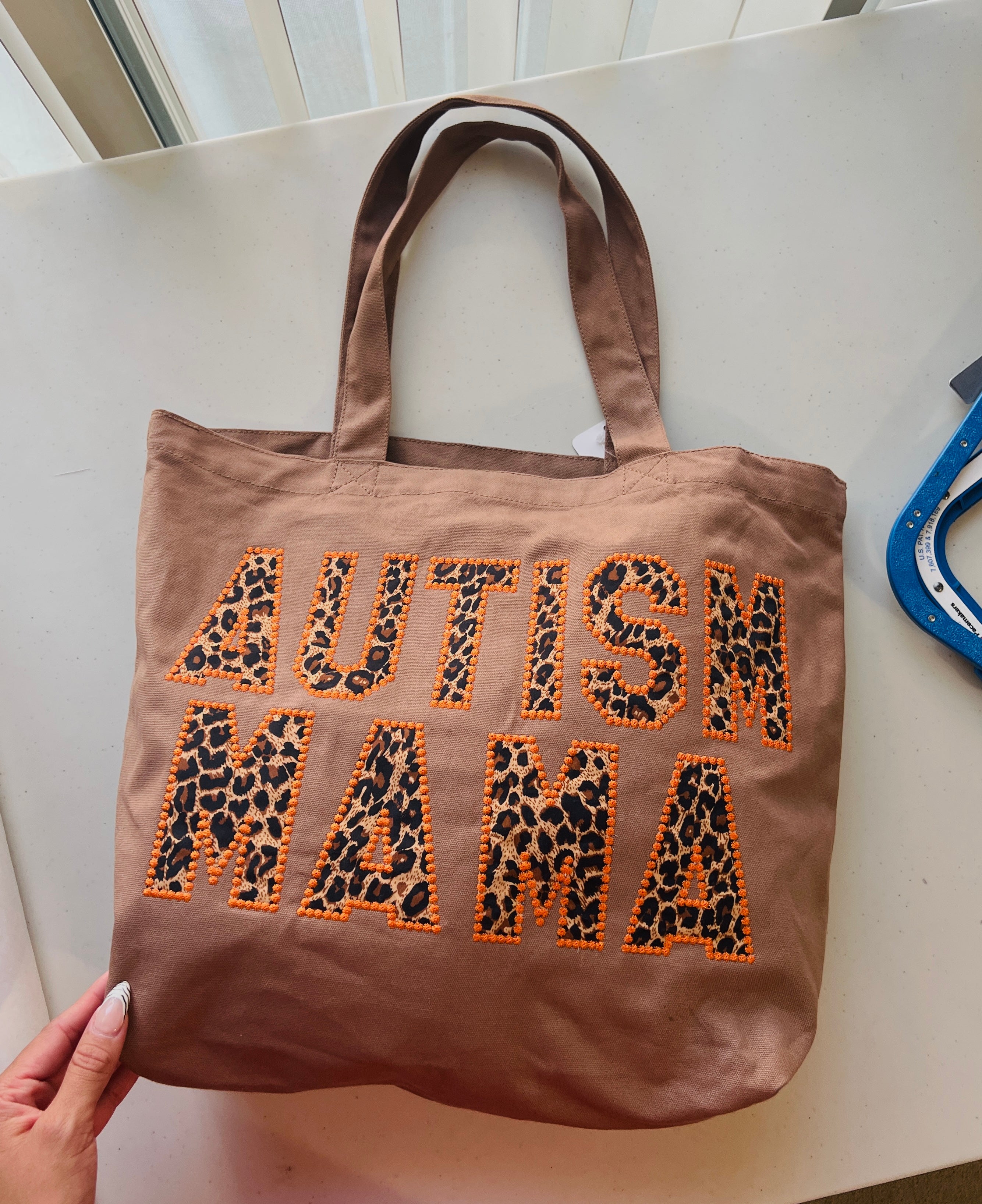 Cheetah Autism mama canvas tote