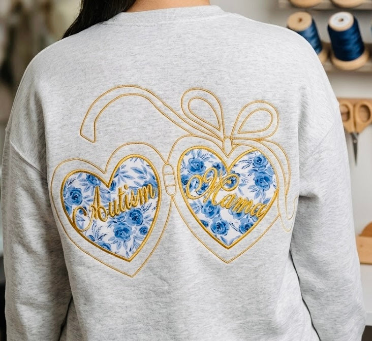 Autism mama floral locket sweatshirt 💙