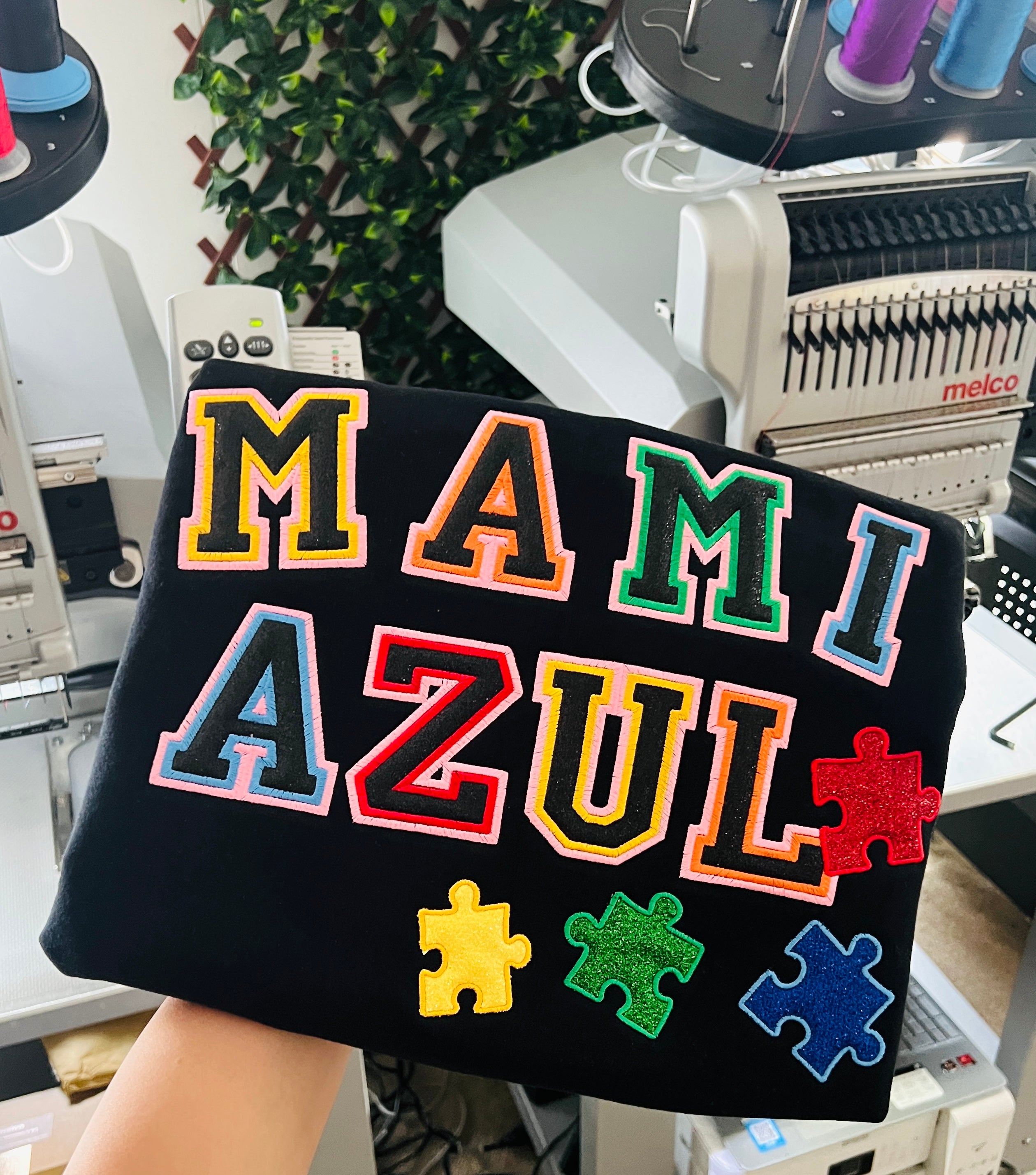 Mami Azul Glitter Crewneck