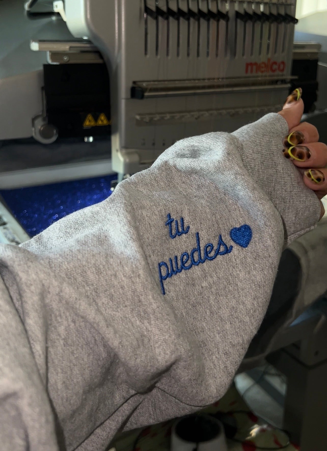Mami Azul blue sparkle crewneck