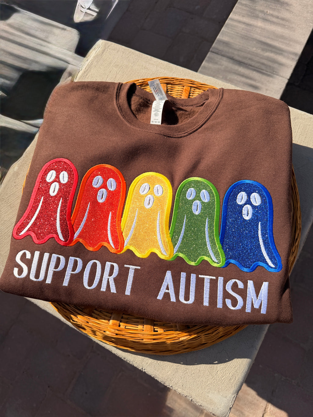 Rainbow Ghost Support Autism crewneck