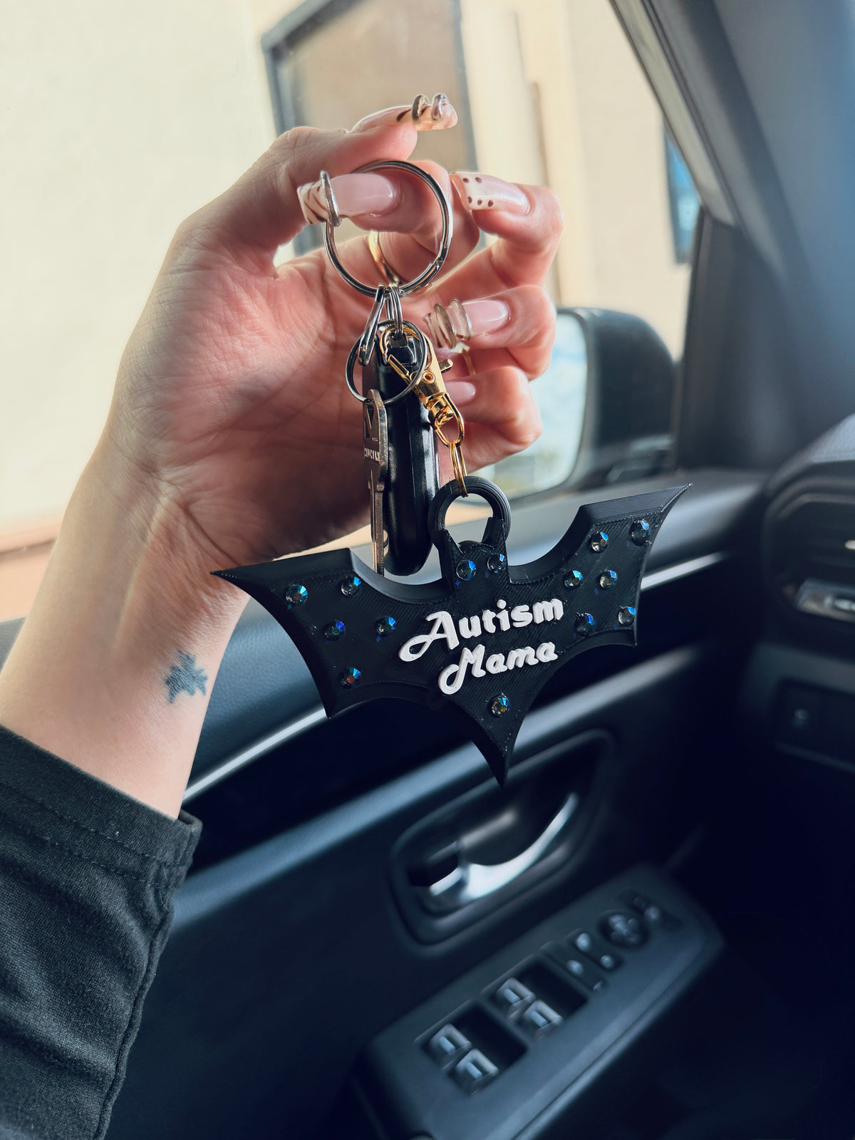 Autism mama bat keychain