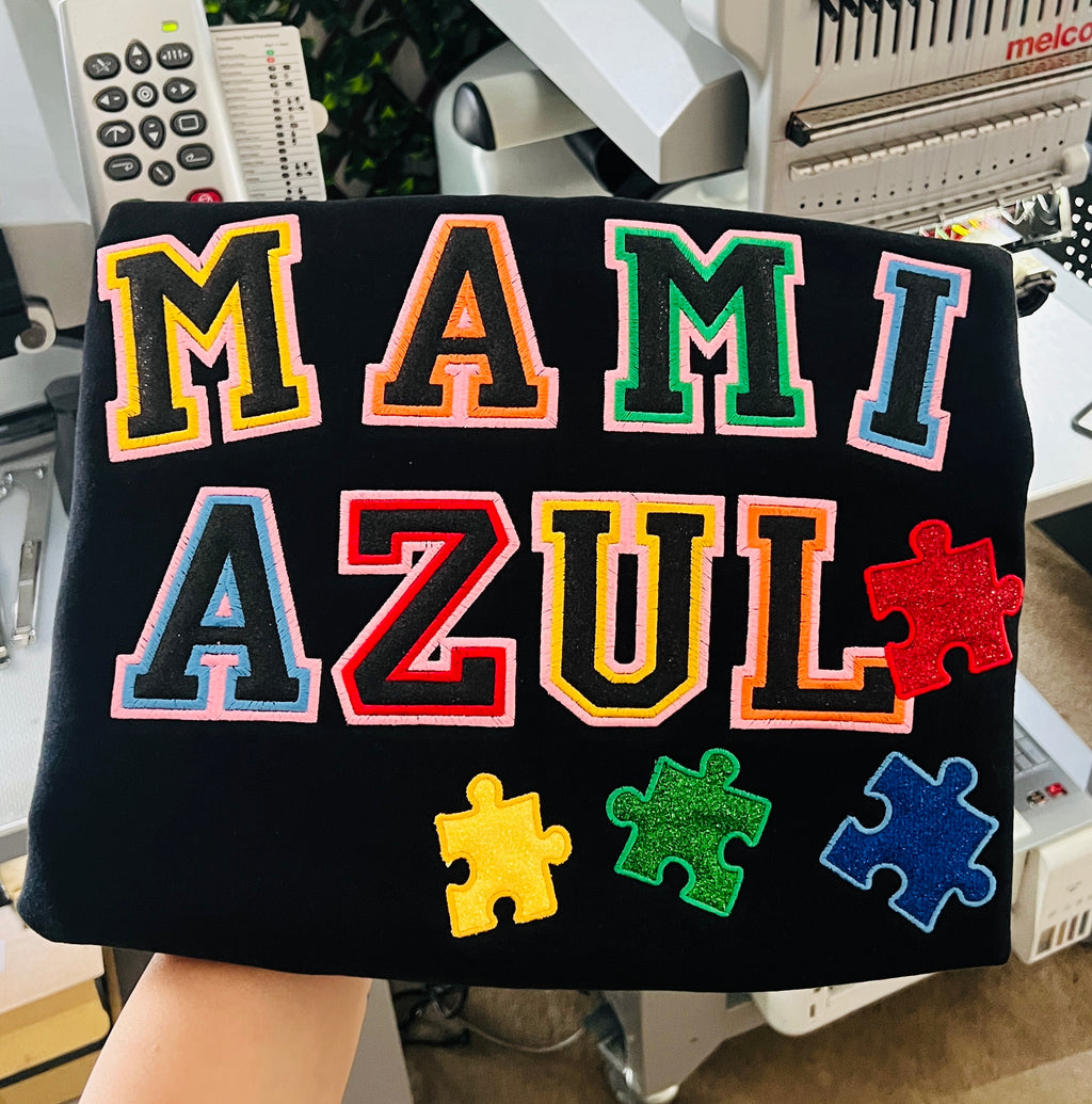 Mami Azul Glitter Crewneck