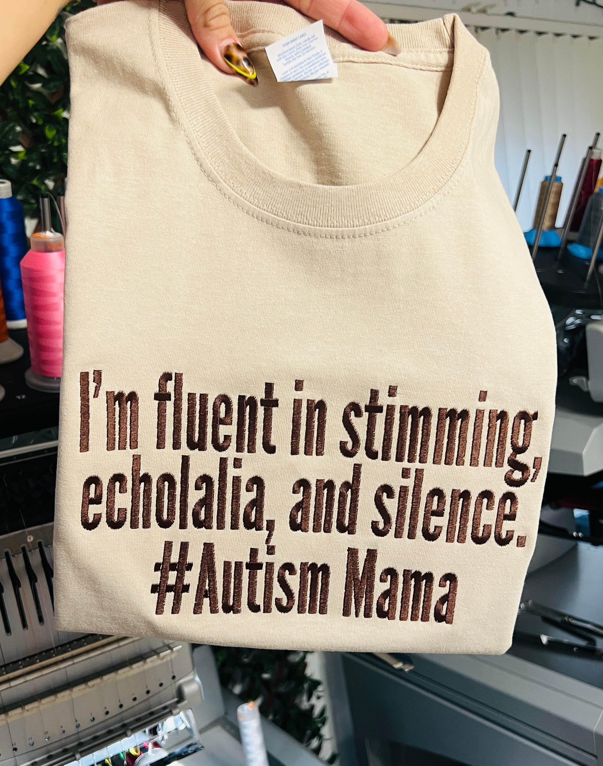 Stimming, Echolalia, & Silence embroidered T-Shirt 🖤