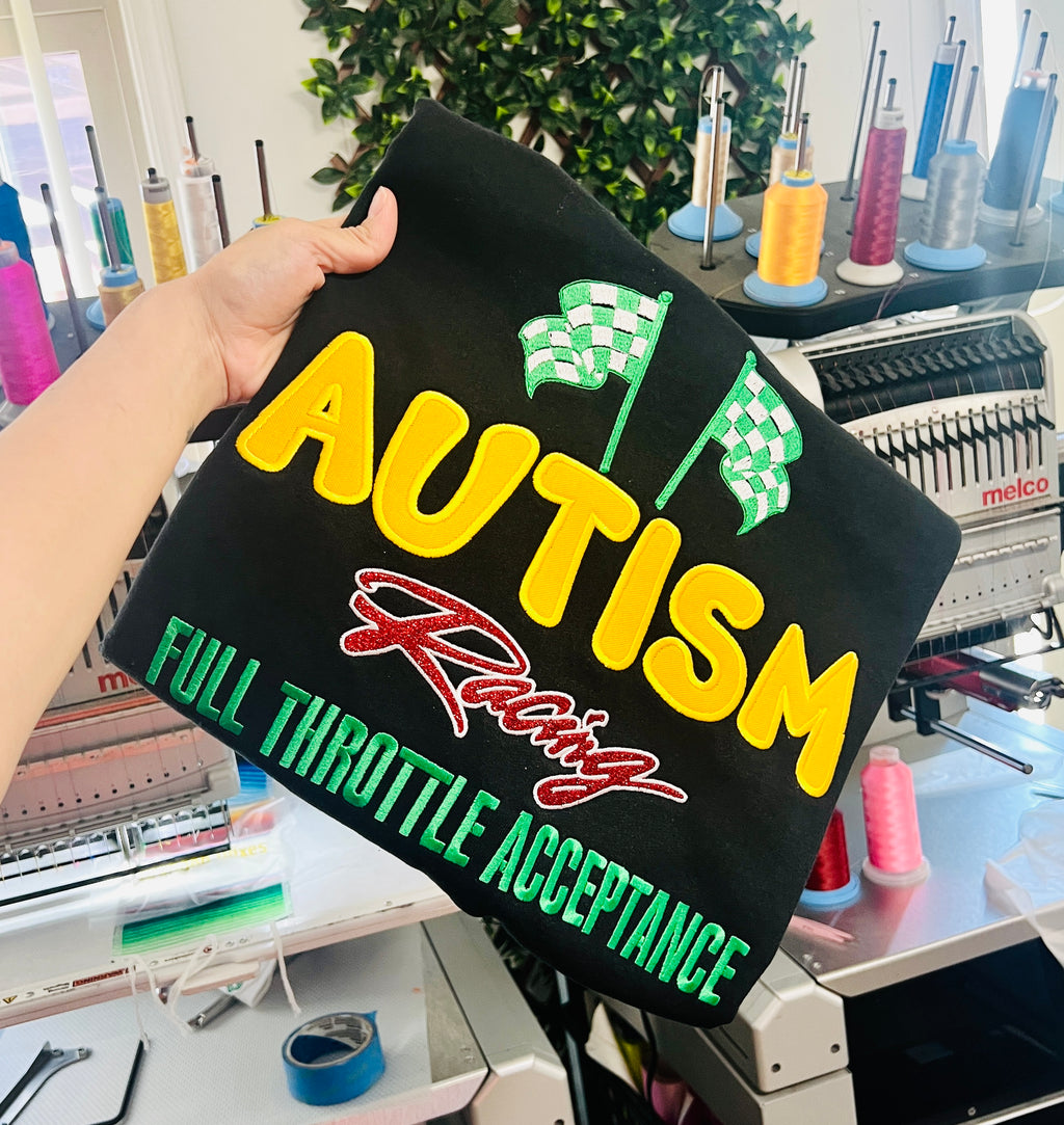 Autism Racing embroidered crewneck