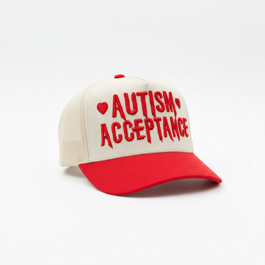 Autism Acceptance puff trucker hat