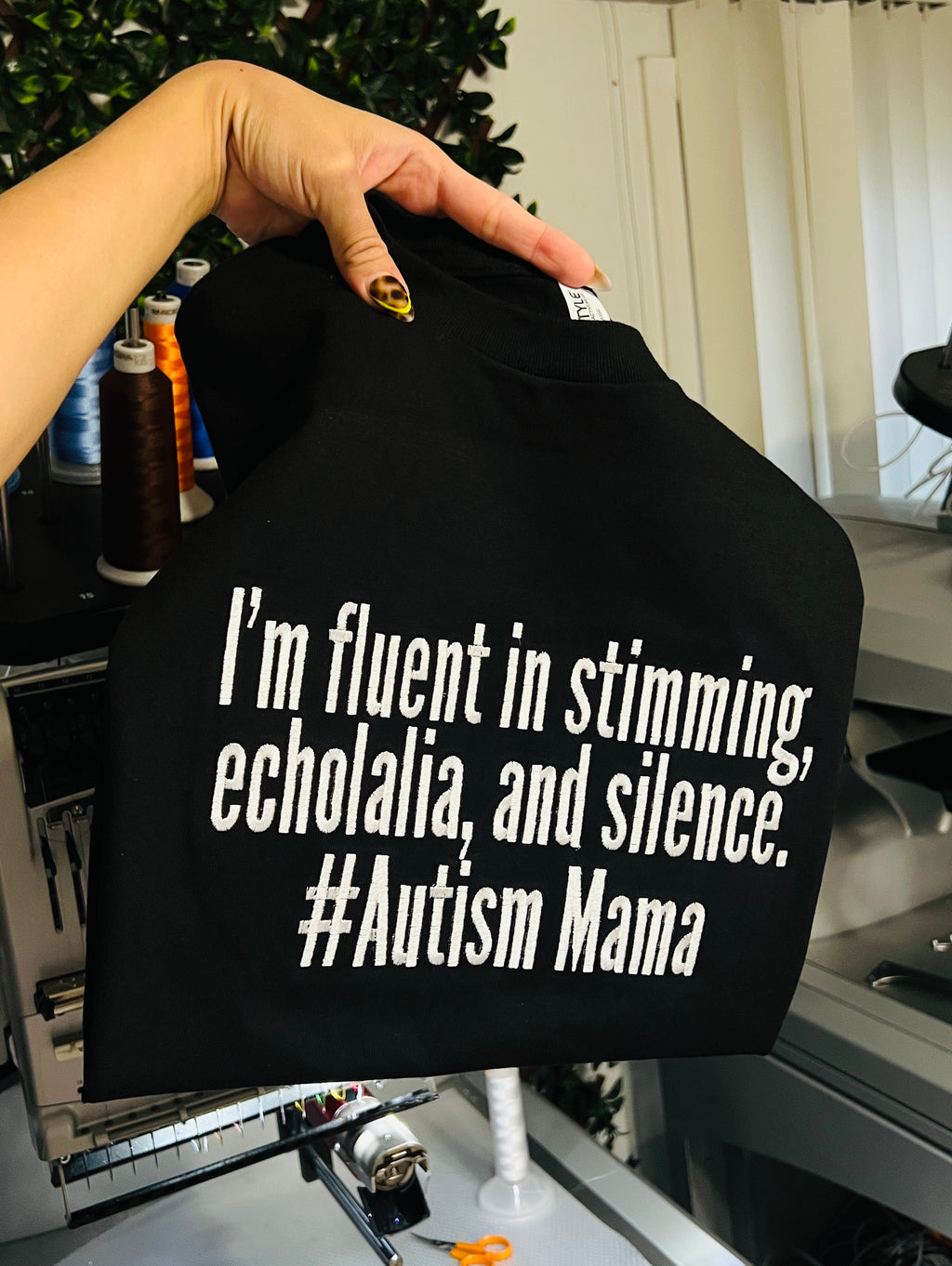 Stimming, Echolalia, & Silence embroidered T-Shirt 🖤