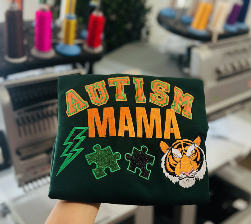 Autism Mama Tiger embroidered crewneck 🐅